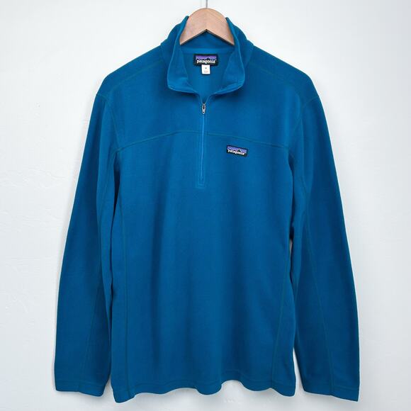Patagonia Men's Blue Quarter-Zip Blue Fleece Lightweight Pullover - Picture 2 of 6